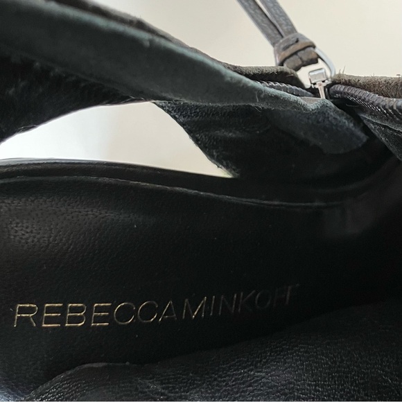 Rebecca Minkoff Black Fringe Stevie Peep Toe Wedge Booties Size 10 - Picture 11 of 15